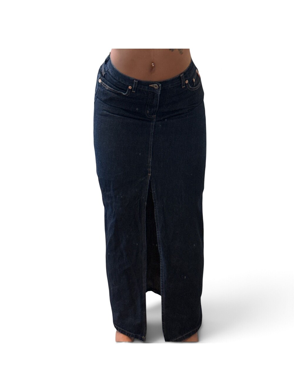Guess Jeans Dark Wash Denim Maxi Skirt Front Slit